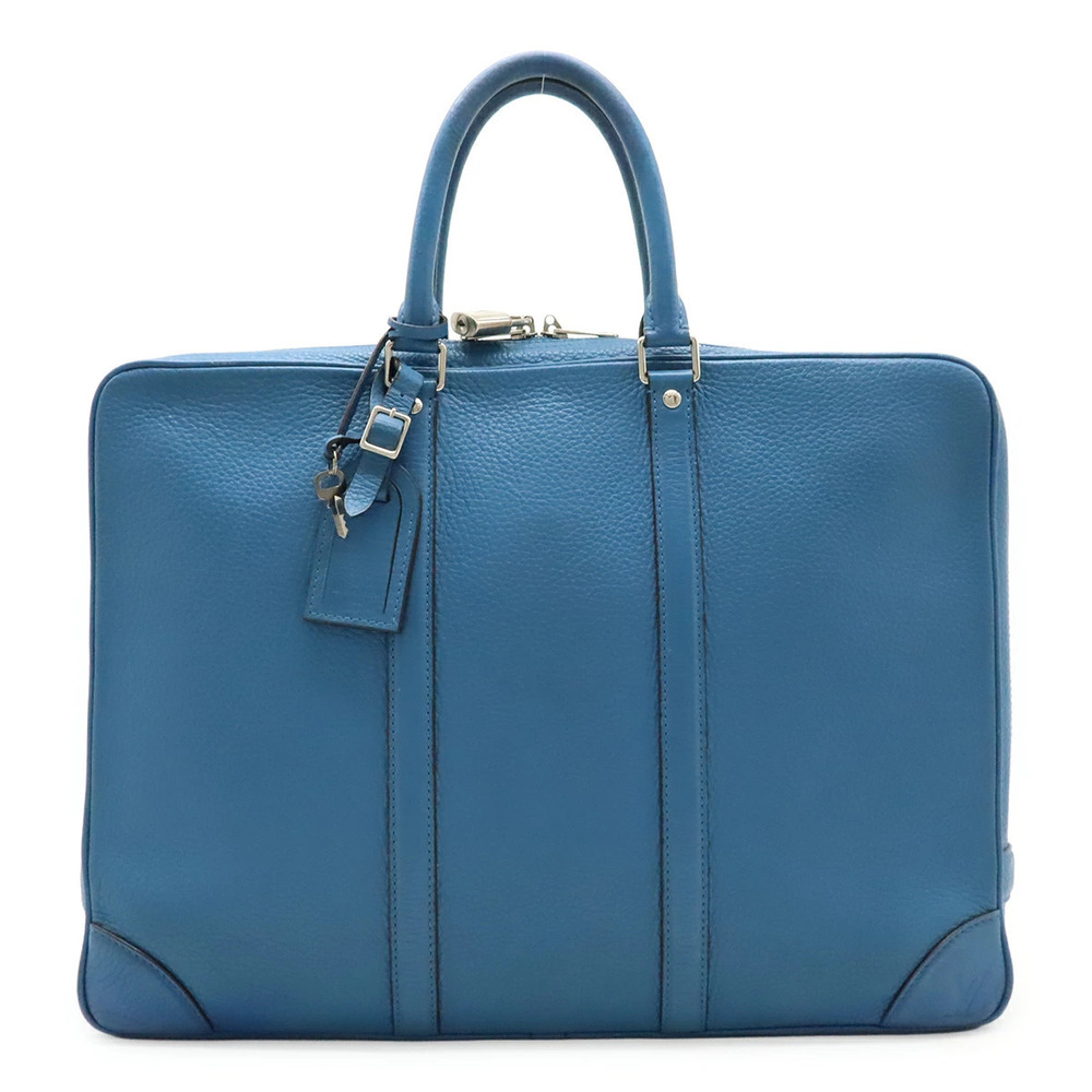 LOUIS VUITTON PDV Port Voyage Briefcase Business Bag Leather Blue